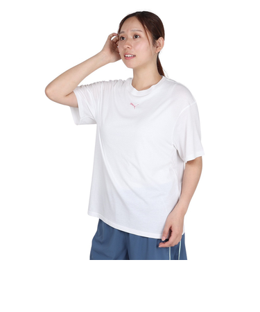 プーマ(PUMA)FLORAL CAT GRAPHIC フィットネス 半袖Tシャツ 528309 02 WHT