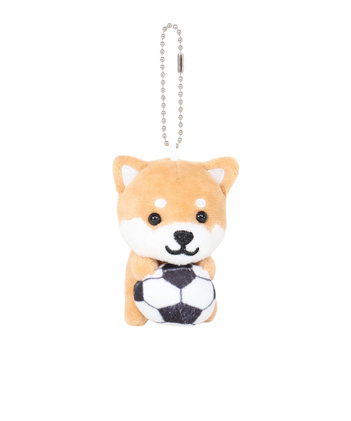 旅するマメしば キーホルダー サッカー TMR006 柴犬  グッズ ボールチェーン ストラップ