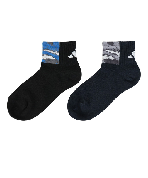 アディダス（adidas）ソックス 靴下 ２足組 SS-Sサイズ(19-23cm) 黒/紺 ODW31-KK8079子供用 2足セット ショート丈
