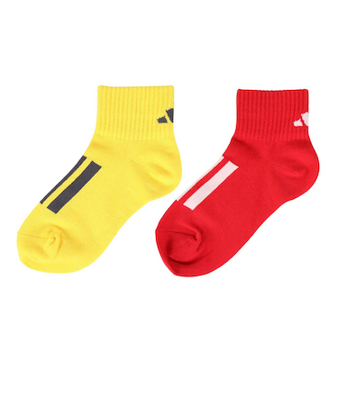 アディダス（adidas）ソックス 靴下 ２足組 SS-Sサイズ(19-23cm) 黄/赤 ODW27-KK8075 子供用 ２足セット ショート丈