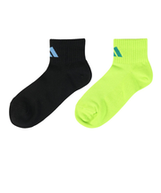 アディダス（adidas）ソックス 靴下 ２足組 SS-Sサイズ(19-23cm) 黒/黄 ODW32-KK8080 子供用 2足セット ショート丈