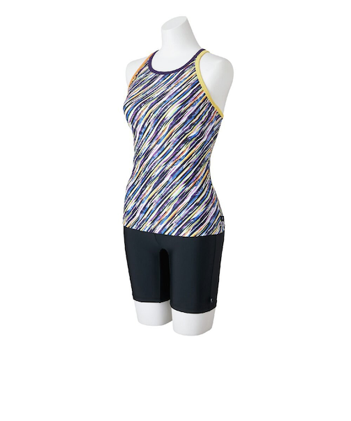 ミズノ(MIZUNO)フィットネス水着 レディース 水泳 アクアフィットネス用セパレーツ 紫 S-LLサイズ N2JGC36068 スイムウェア