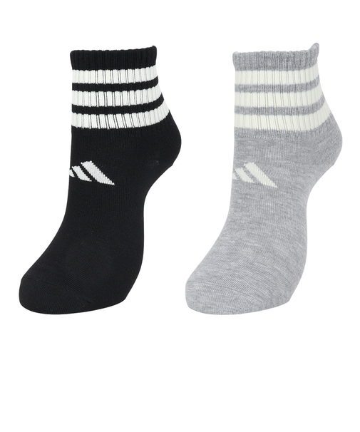アディダス（adidas）ソックス 靴下 2足組 2P SOCKSSOCKSLGTGRE 黒/グレー Sサイズ (23-25cm) ODW23-KK8071 …