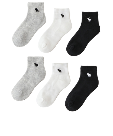 アバクロンビー&フィッチ（Abercrombie & Fitch）靴下 AFHN ANKLE ソックス 6足組 黒/白/グレー 18-23cm B3FA04-…