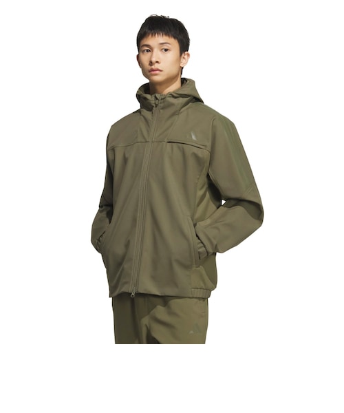 アディダス（adidas）スリーストライプス 圧着加工フリース フード付き