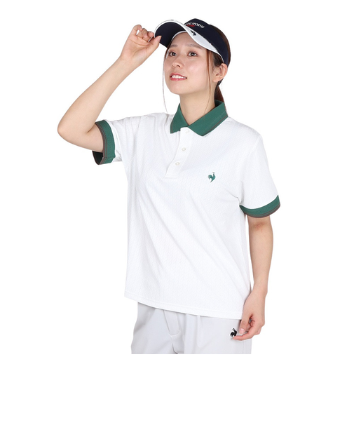 ルコックスポルティフ（lecoqsportif）ジャガード半袖ポロシャツ LU5FHS00L WH00