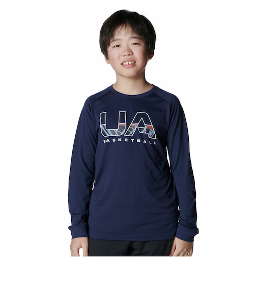 アンダーアーマー（UNDER ARMOUR）バスケットボールウェア ジュニア UAテック ロゴ ロングスリーブ Tシャツ 6007872 410