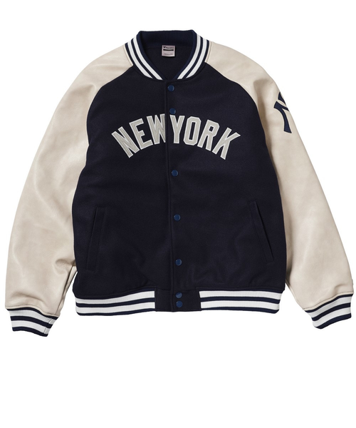 エムエルビー（MLB）スタンダード ロゴ PU メルトンジャケット