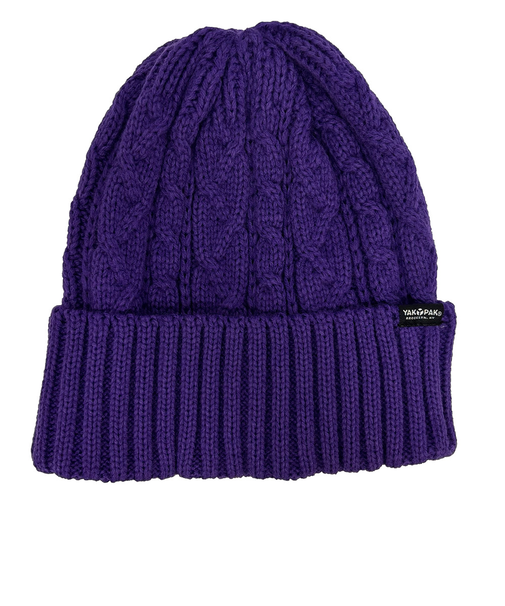 ヤックパック(YAK PAK)ニットキャップ ケーブルリブカフワッチ 紫 YAK-FGL-25F002 PUL 帽子 ニット帽 防寒