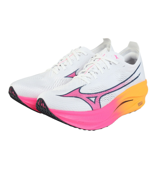 ミズノ（MIZUNO）ランニングシューズ トレーニングシューズ 部活 ウエーブ リベリオンプロ LOW ホワイト ピンク U1GD254311