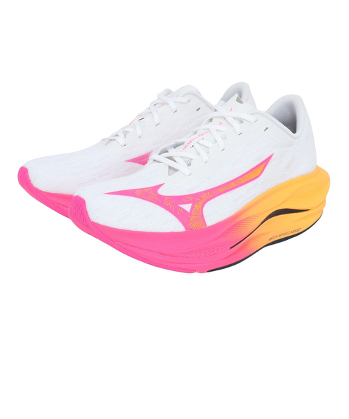 ミズノ（MIZUNO）ランニングシューズ トレーニングシューズ 部活 ウエーブ リベリオンフラッシュ 3 ホワイト ピンク J1GC251701