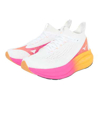 ミズノ（MIZUNO）ランニングシューズ ジョギングシューズ ネオ ビスタ 2 ホワイト ピンク J1GC254704 スニーカー