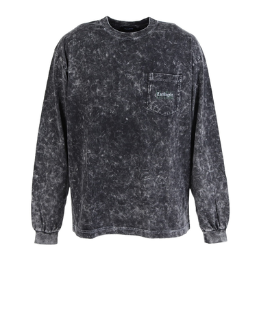 エクストララージ（XLARGE）ケミカルウォッシュ オーバーラップ ロゴ 長袖 ポケットTシャツ 101253011019-BLACK
