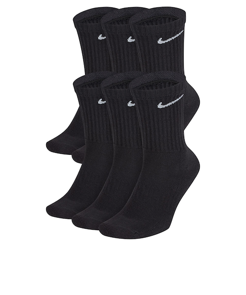 ナイキ（NIKE）靴下 エブリデイ クッションド トレーニング クルー ソックス 6足組 黒 23-27cm SX7666-010