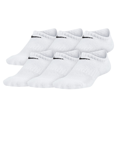 ナイキ（NIKE）靴下 キッズ パフォーマンス クッションド ノーショウ トレーニングソックス 6足組 白 21-23cm SX6911-100