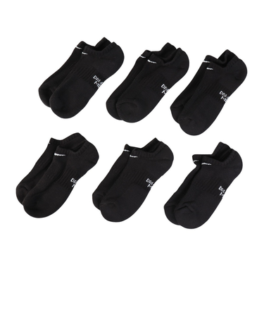 ナイキ(NIKE)靴下 キッズ パフォーマンス クッションド ノーショウ トレーニングソックス 6足組 黒 21-23cm SX6911-010