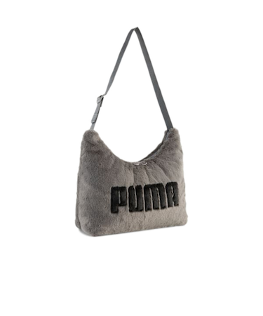 プーマ(PUMA)バック UP FAUX ファー スローチー ホーボーバッグ グレー 5.5L 09186903 ふわふわ シンプル