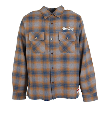 ベンデイビス（BEN DAVIS）オンブレ チェック 刺繍 長袖シャツ 25780021-YEL