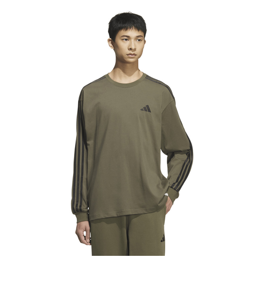 アディダス（adidas）エッセンシャルズ プラス ルーズフィット スリーストライプス 長袖Tシャツ JUP88-KA3834