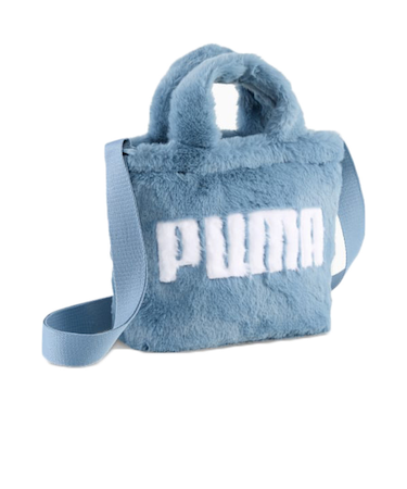 プーマ(PUMA)バック UP FAUX ファー ミニ ショッパーバッグ 1.5L 青 ブルー 09171302 ふわふわ シンプル
