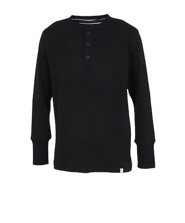 エルケクス(ELKEX)長袖 ワッフル ヘンリーネック Tシャツ EKM5FA0003 BLK