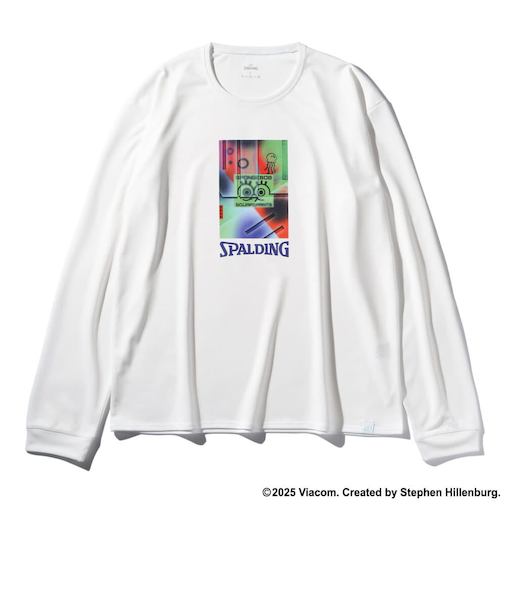 スポルディング（SPALDING）バスケットボールウェア ロングスリーブTシャツ スポンジ・ボブ ネオンアート SMT25154SWH