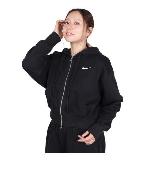 ナイキ（NIKE）スポーツウェア クロップ フルジップ フリース 長袖フーディー HV2427-010