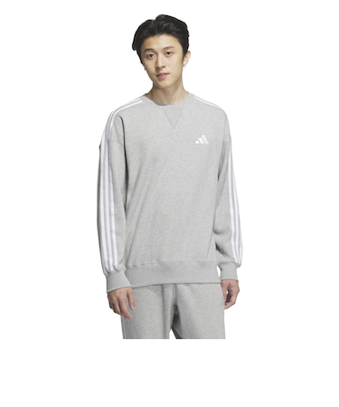 アディダス(adidas)エッセンシャルズ プラス ルーズフィット スリーストライプス フレンチテリー スウェットシャツ JUP87-JW6931
