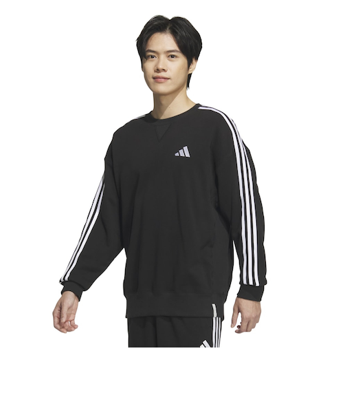 アディダス(adidas)エッセンシャルズ プラス ルーズフィット スリーストライプス フレンチテリー スウェットシャツ JUP87-JW6929