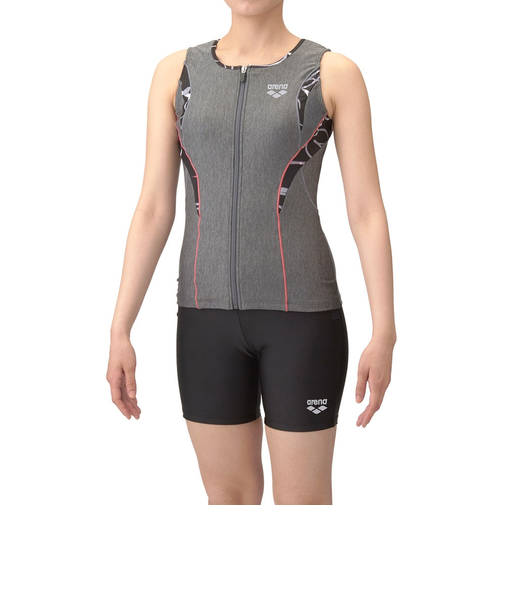 アリーナ（ARENA）フィットネス水着 水泳 すらっとセパ フィットネスセパレーツ グレー×黒 M-LLサイズ AS5SWF46L GYBK