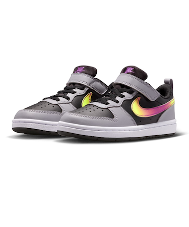 ナイキ（NIKE）ジュニアスニーカー ボーイズ スポーツシューズ コート ボロー LOW リクラフト PS ブラック グレー IO6966-001