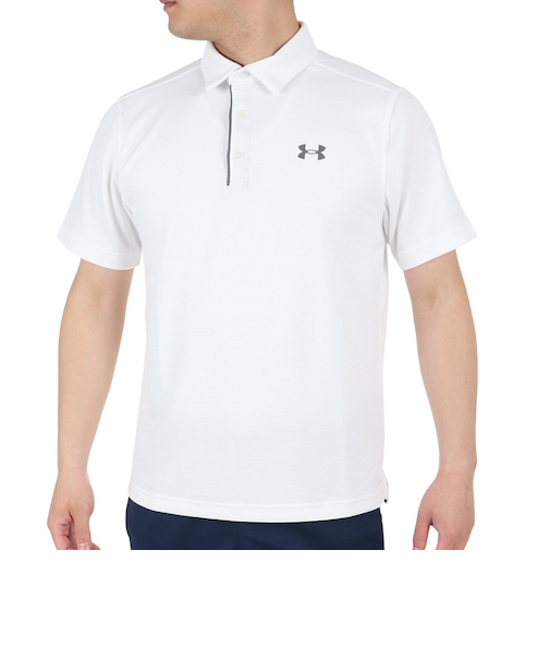 アンダーアーマー(UNDER ARMOUR)ゴルフウェア ドライ 半袖ポロシャツ メンズ テックポロシャツ 1290140 WHT/GPH/GPH GO