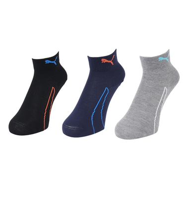 プーマ(PUMA)靴下 ジュニア ロゴ クォーター丈 ソックス 3足組 19.0-23.0cm 4293403-02 3色セット 子供用