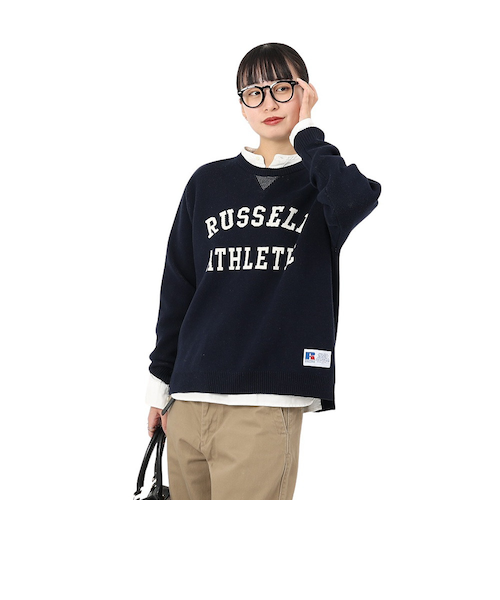 ラッセル（RUSSELL）カレッジロゴ ニット RBL25F0004 NVY｜スーパー