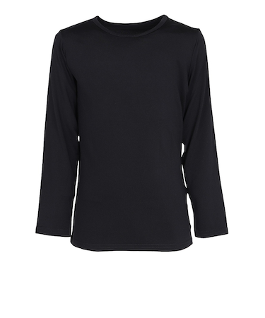 クー（Coo.）ジュニア DS 長袖クルーネック アンダーシャツ 黒 120-160センチ 893CO5GC0015 BLK 軽量 軽い 裏起毛 保温