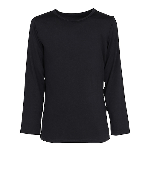 クー（Coo.）ジュニア DS 長袖クルーネック アンダーシャツ 黒 120-160センチ 893CO5GC0015 BLK 軽量 軽い 裏起毛 保温