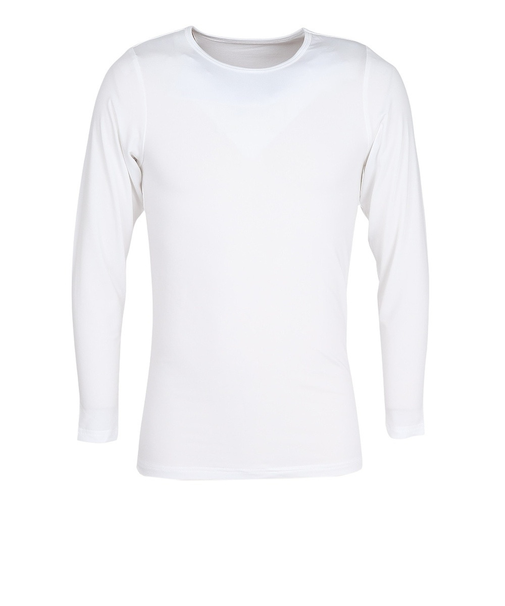 クー(Coo.)DS 長袖クルーネック シャツ 白 ホワイト S-3Lサイズ 891CO5GC0009 WHT 軽量 軽い 裏起毛 保温