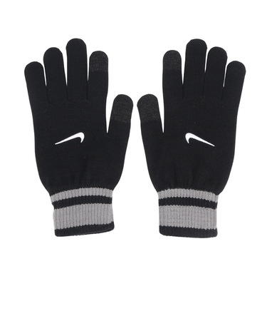 ナイキ（NIKE）手袋 ニット テック&グリップ グローブ グラフィック 3.0 両手用 黒×グレー S-Mサイズ CW1043-088 防寒 グリップ付き