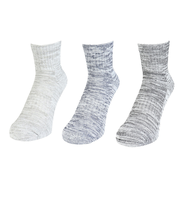 クー（Coo.）靴下 ヒートクロスアンクルソックス 3足組 25～28センチ 894CO5GSA0072 GRY