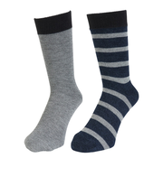 クー(Coo.)ヒートクロス 二重編み ソックス 2足組 ボーダー 894CO5GSA0111 NVY