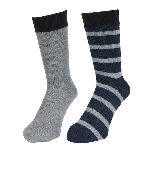 クー（Coo.）ヒートクロス 二重編み ソックス 2足組 ボーダー 894CO5GSA0111 NVY