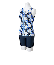 ミズノ（MIZUNO）アクアフィットネス用水着 レディース 水泳 セパレーツ めくれにくいボタン付 青 S-3Lサイズ N2JGC85225 大きいサイズ