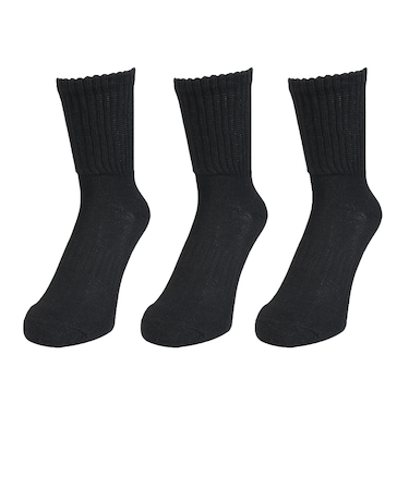 クー（Coo.）ヒートクロス クルーソックス 3足組 ゆったり 894CO5GSA0116 BLK