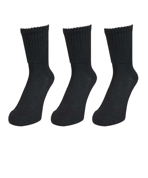 クー（Coo.）ヒートクロス クルーソックス 3足組 ゆったり 894CO5GSA0116 BLK