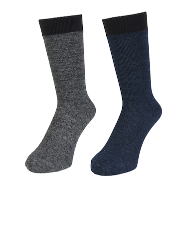 クー（Coo.）ヒートクロス ニ重編み ミドルソックス 2足組 NVCGY 894CO5GSA0109 NVY