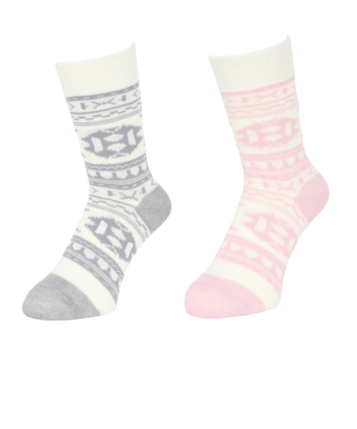 クー（Coo.）ミドルソックス ヒートクロス 二重編み ノルディック 2足組 895CO5GSA0103 PNK