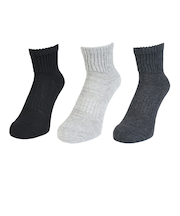 クー(Coo.)靴下 ヒートクロス アンクルソックス 3足組 ゆったり 894CO5GSA0076 CGRY