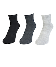 クー(Coo.)靴下 ヒートクロス アンクルソックス 3足組 25~28センチ 894CO5GSA0074 CGRY