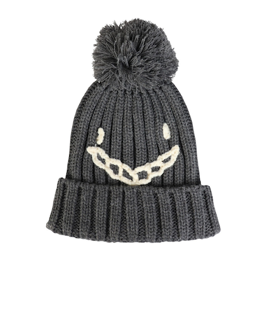 クー（Coo.）帽子 ジュニア ニットキャップ ポンポンカフワッチ チャコールグレー 899CO5ST0027 CGRY