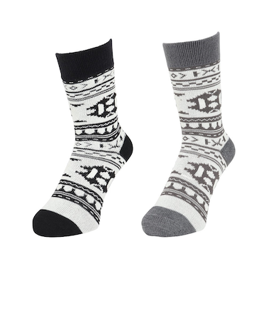 クー（Coo.）ミドルソックス ヒートクロス 二重編み ノルディック 2足組 895CO5GSA0107 BLK